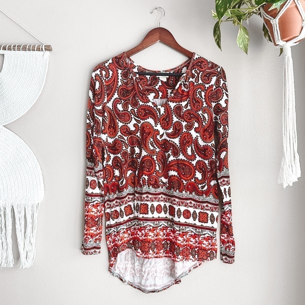 Anthropologie Lucy + Laurel Paisley Long Sleeve Top